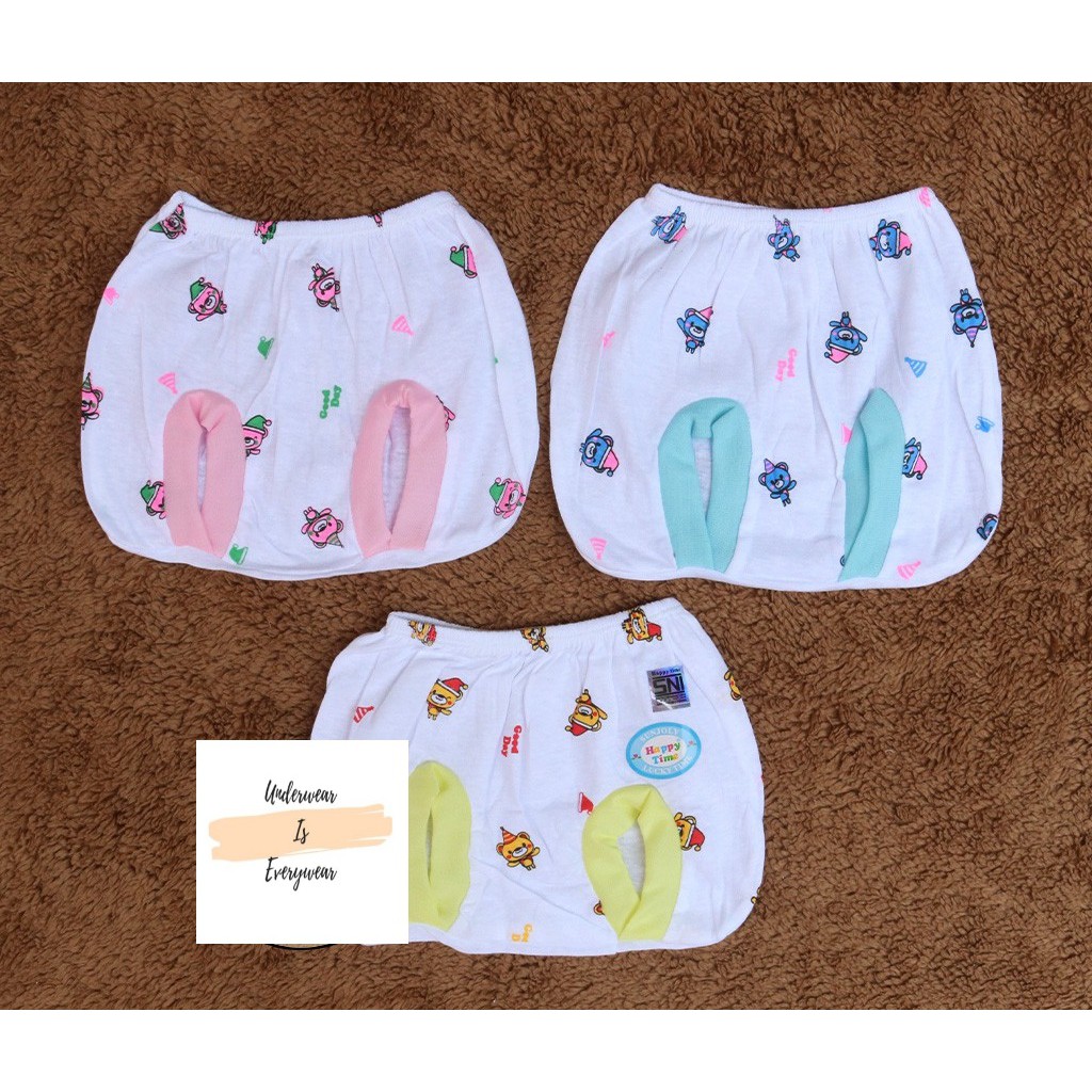 Per 6 Pcs Celana Pop Bayi Lucky Warna Putih List Warna Motif Lucu Murah