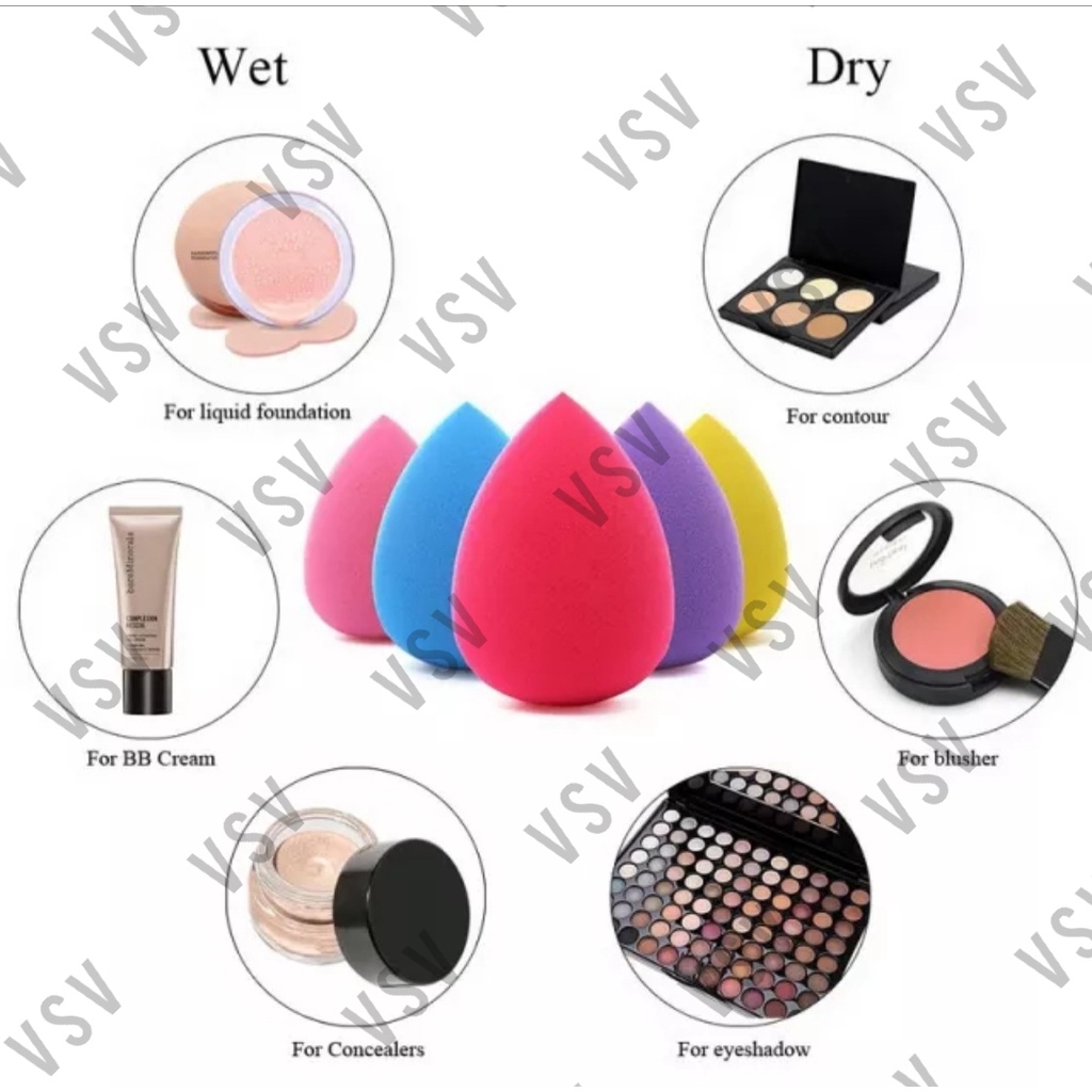 Beauty Blender SET Blend Spons Spon Foundation Wajah / Spons Make Up Sponge Puff Makeup (WARNA RANDOM)