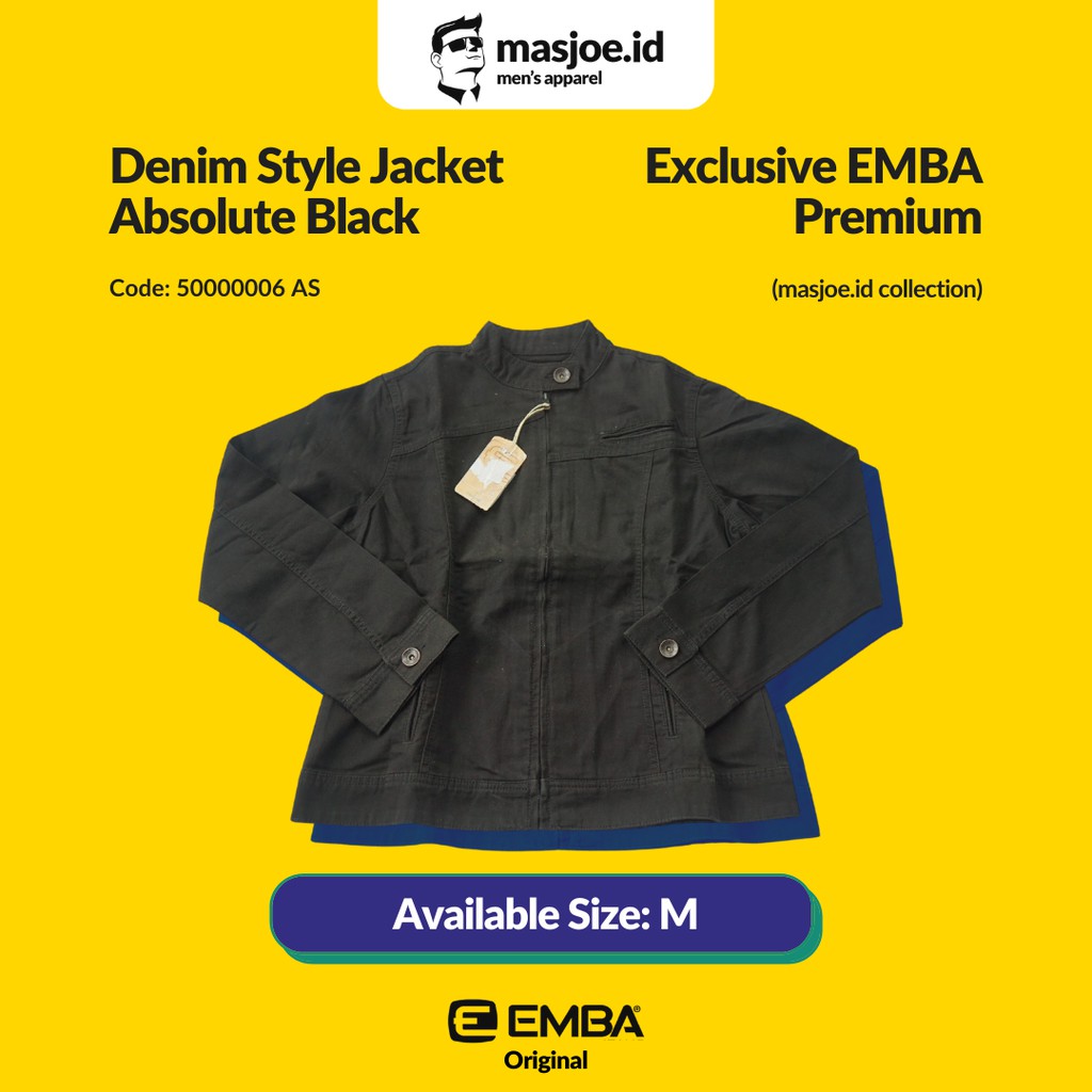 Jaket Jeans Denim Pria EMBA Original - Absolute Black