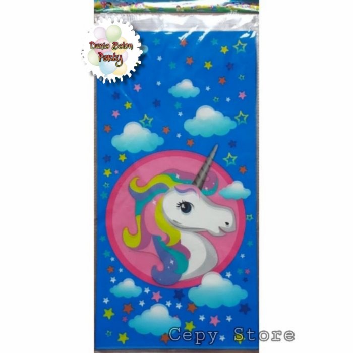 Plastik Snack Ulang Tahun / Plastik Souvenir Unicorn Biru