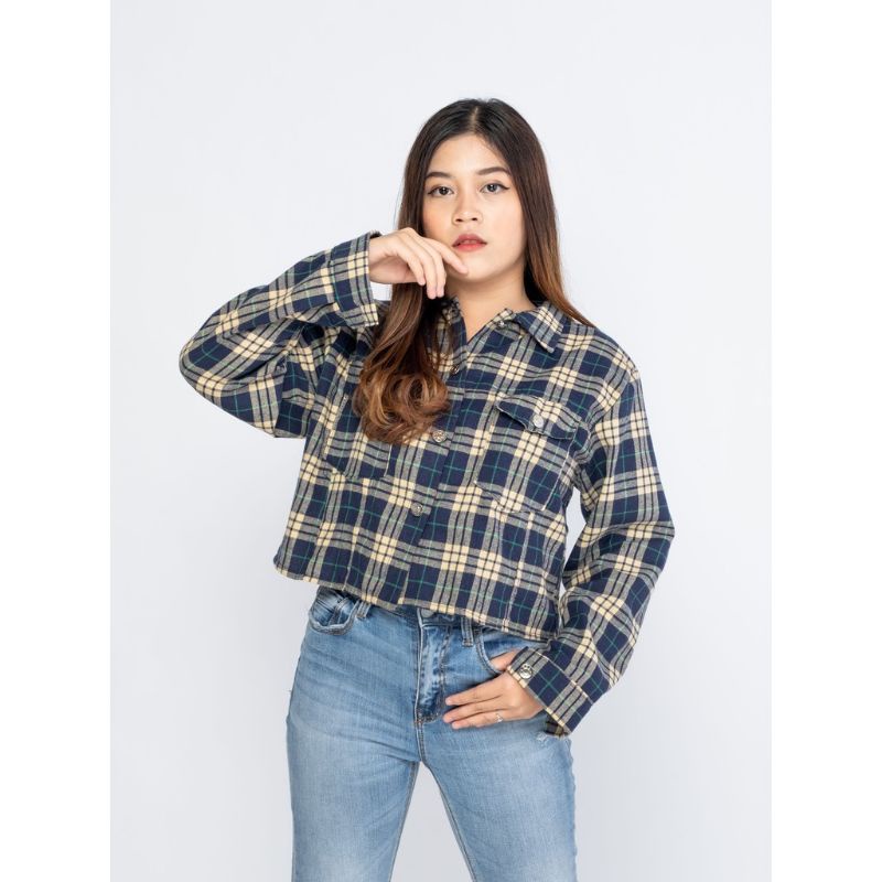 PRELOVED FLANEL | kemeja flanel crop | preloved kemeja crop flanel like new kemeja flanel