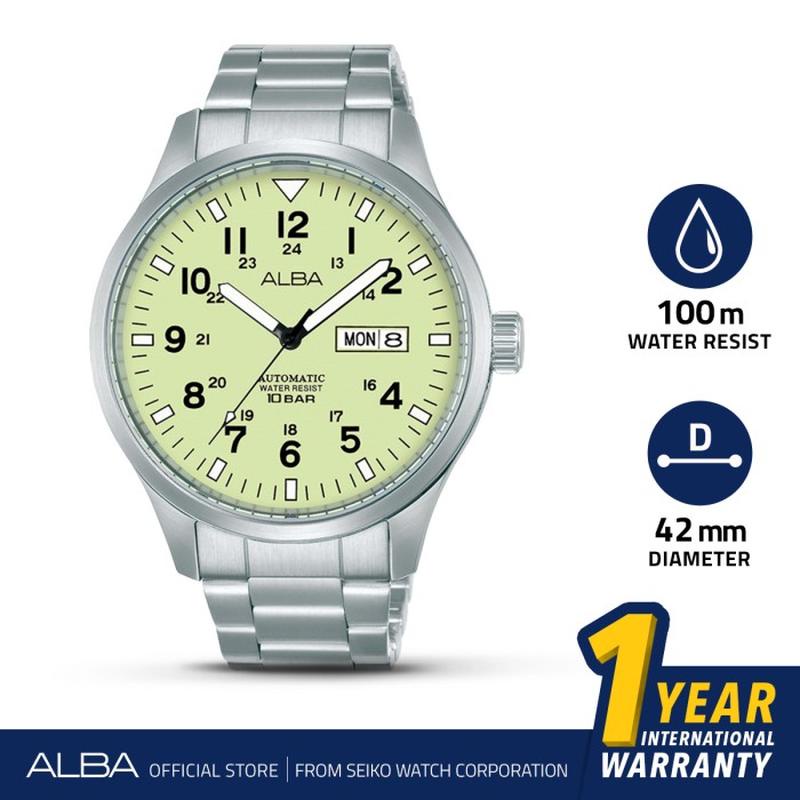 Jam Tangan Pria Alba Automatic Stainless Full Luminous Dial AL4215 garansi resmi