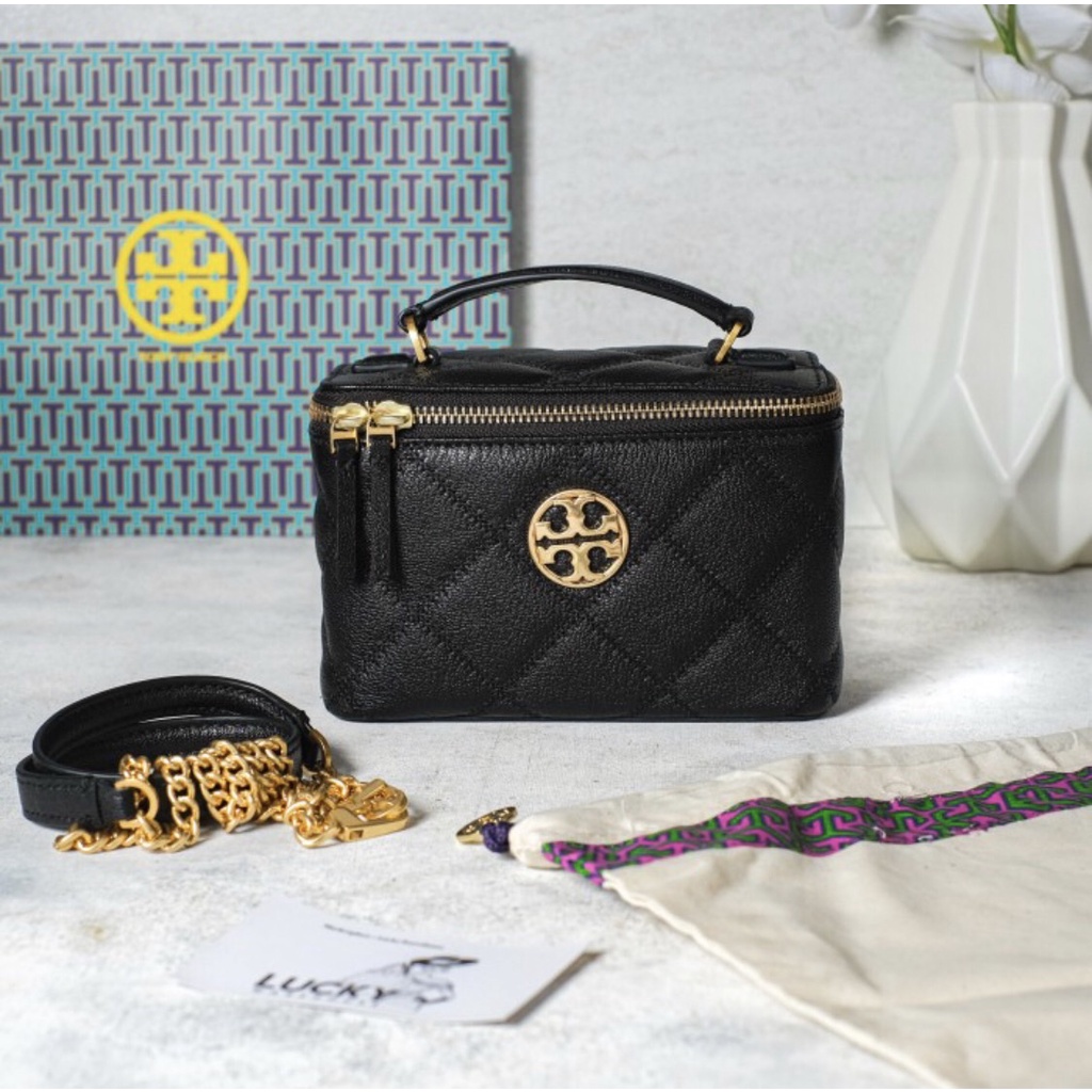 Tory Burch Willa Mini Vanity Bag In Black - ORIGINAL 100%