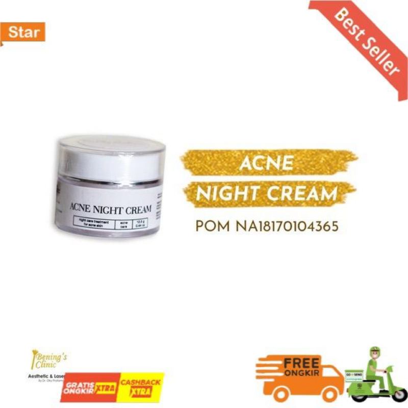 Acne Night Cream (R1) Bening Skincare Cream Malam Jerawatan dan Beruntusan Bening Clinic
