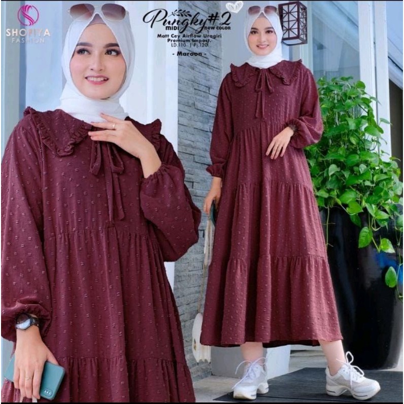 Zulfa Midi Dress Tunik Crinkle Uragiri LD110cm