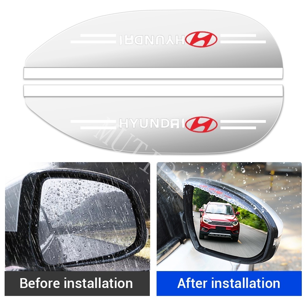 Hyundai 2Pcs Cover Pelindung Kaca Spion Mobil Bahan ABS Transparan Untuk Getz Accent Atoz i20 Trajet H1 i10 Kona Santa Fe