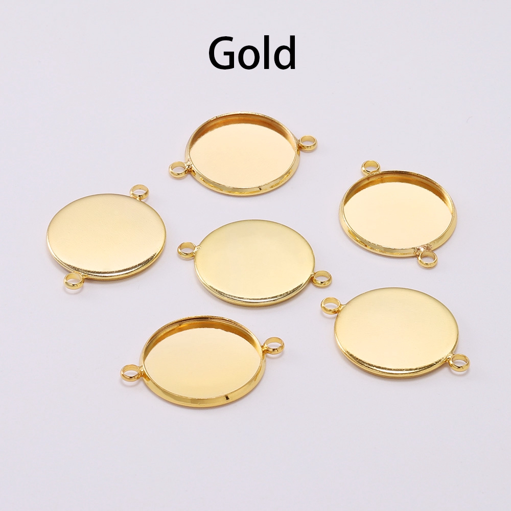 20pcs / Lot Tray Bezel Cabochon Kosong 10 12mm Warna Silver / Gold Untuk Membuat Perhiasan