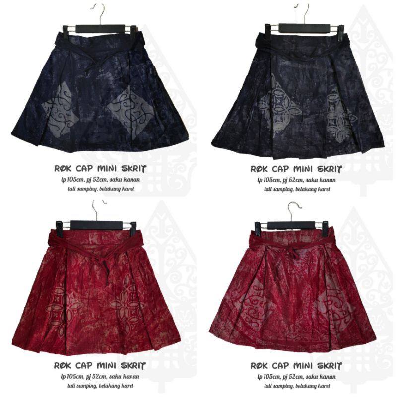 Rok Batik Pendek warna merah/Mini Skirt / Rok mini/ Rok batik Cap Original