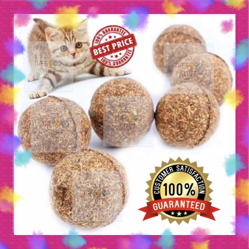 Bola Catnip Ball Original Serat Kayu/Mainan Bola Kucing Gigit 