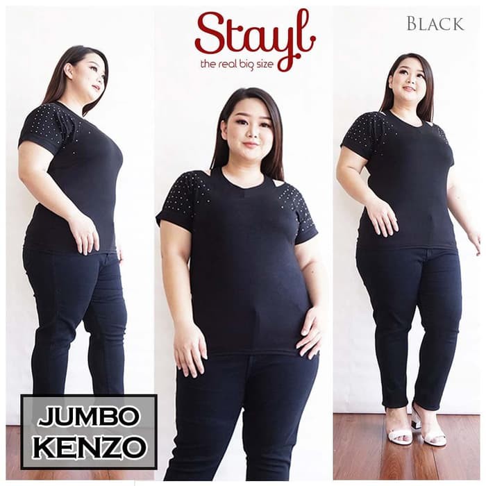 Jumbo kenzo oversized blouse fit to xxl baju bigsize hitam motex pakaian wanita fashion wanita