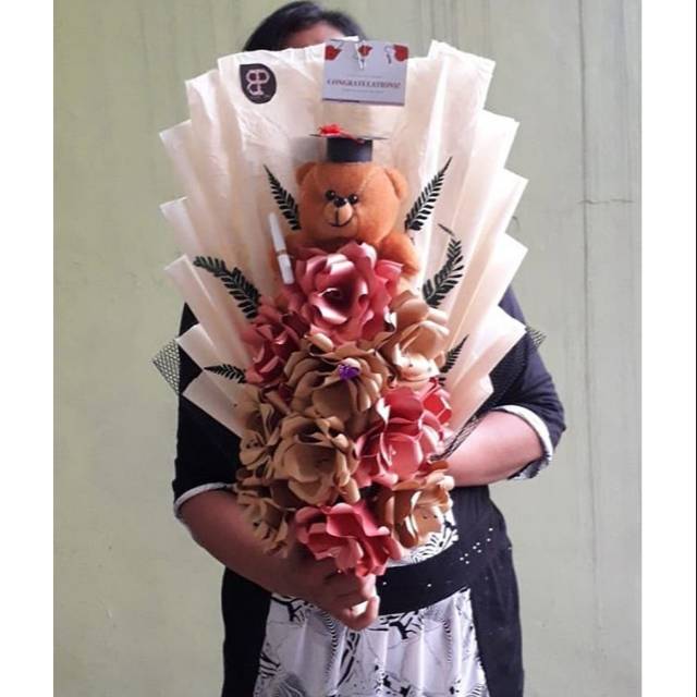 [PROMO] Buket Bunga Kertas Boneka Besar / Hadiah Wisuda / Bouquet Wisuda / Kembang Kertas