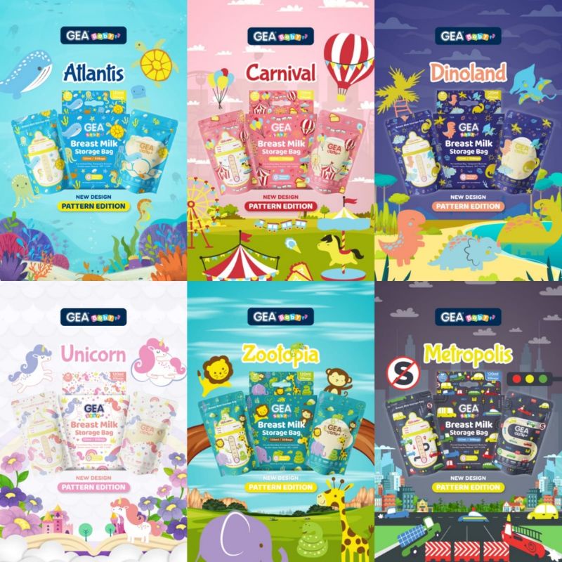 Kantong Asi Gea / Breast Milk Storage Bag / Kantong Asi GEA Baby / Kantong Asi Motif / Kantong Asi Murah