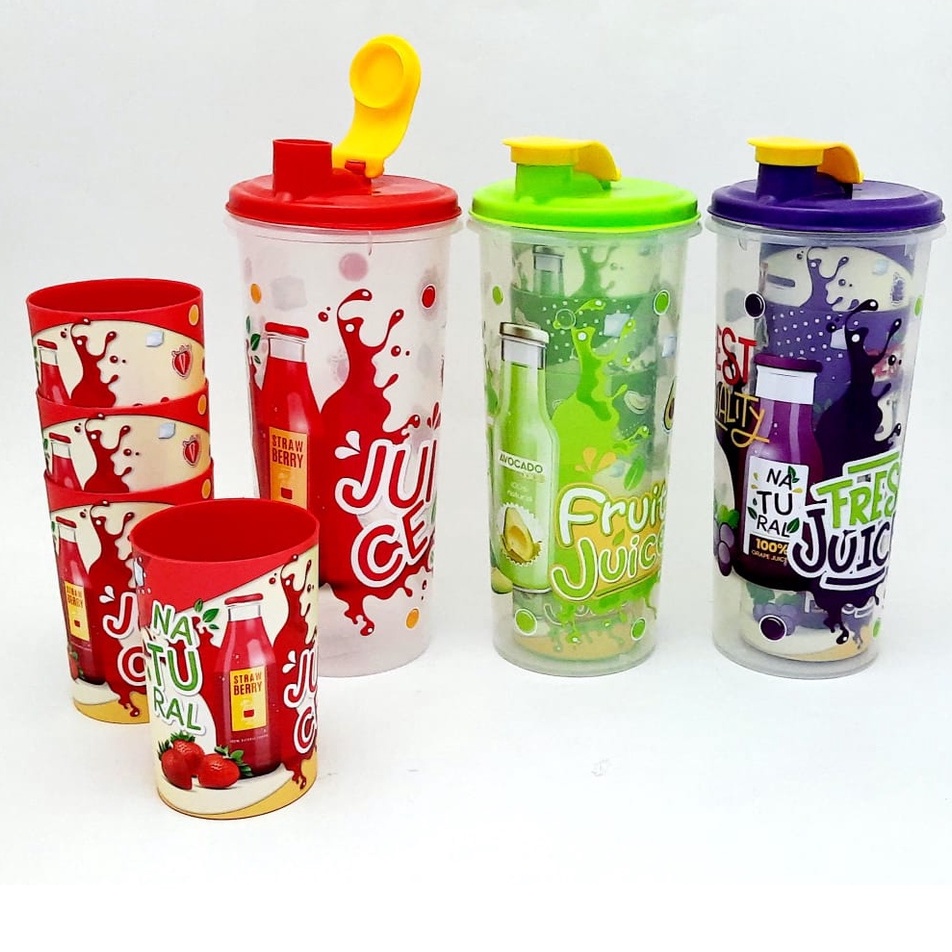 Water Jar Set/ Set Botol Minum dan Gelas 5in 1 Clunny