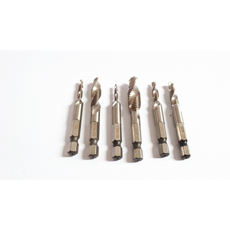 6pcs Metric Thread M3-M10 Titanium Coated HSS Drill and Tap