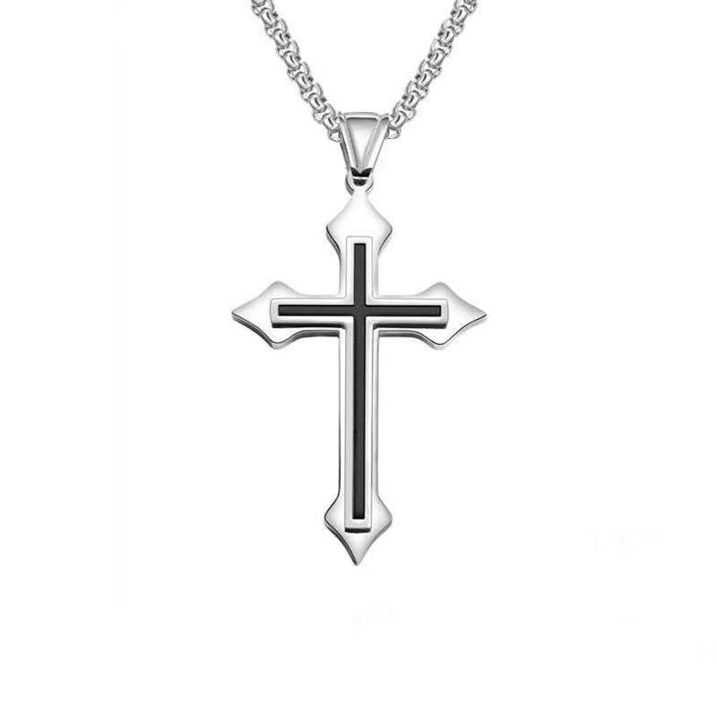 Kualitas Tinggi Kepribadian Cross Kalung Titanium Liontin Aksesoris Pria dan Wanita dengan Yang Sama Styl N-22028