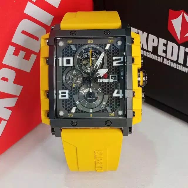 Jam tangan pria Expedition E 6757 E6757 rubber yellow black Original