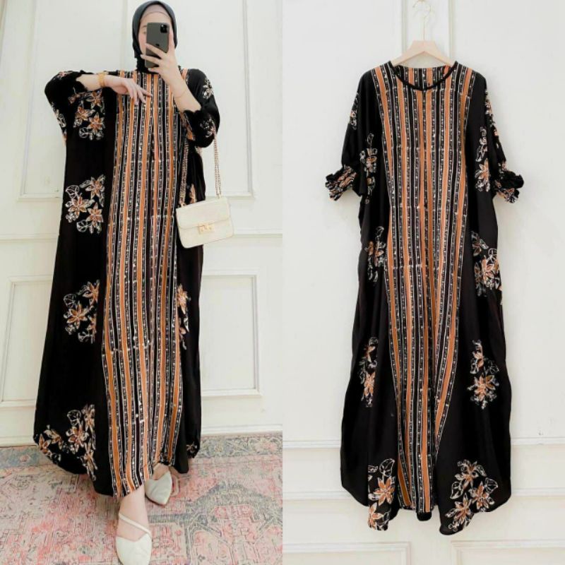 DASTER KAFTAN JUMBO LD 160 CM DASTER ARAB KELELAWAR LENGAN PANJANG PB 138 TIEDYE CAP BUSUI-28 kaftan cap
