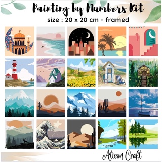 mini diy paint by number kit ready jakarta. painting by numbers 20x20cm - world series