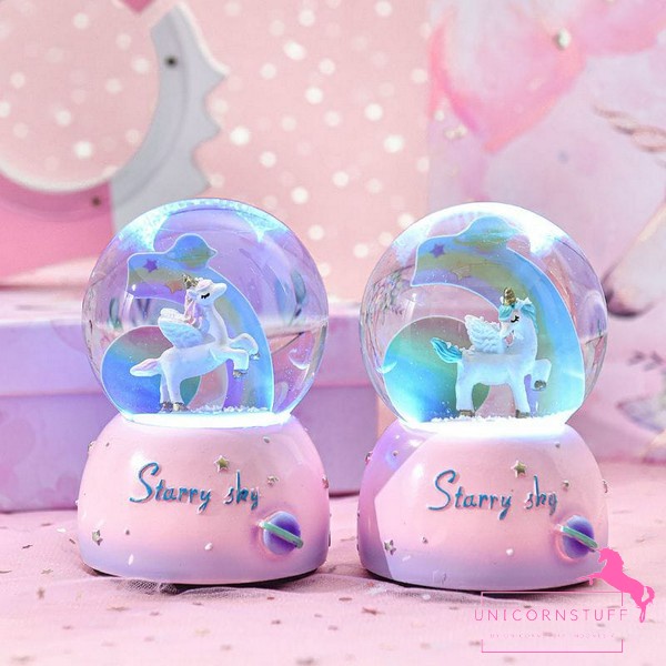 Snowball Unicorn Kotak Musik Lampu Kamar Anak Warm White Kado Anak Musik Kotak Tidur