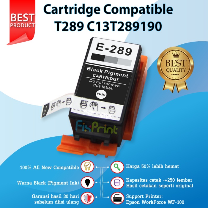 Cartridge Tinta Epson 289 T289 Black Compatible Printer WF-100 WF100