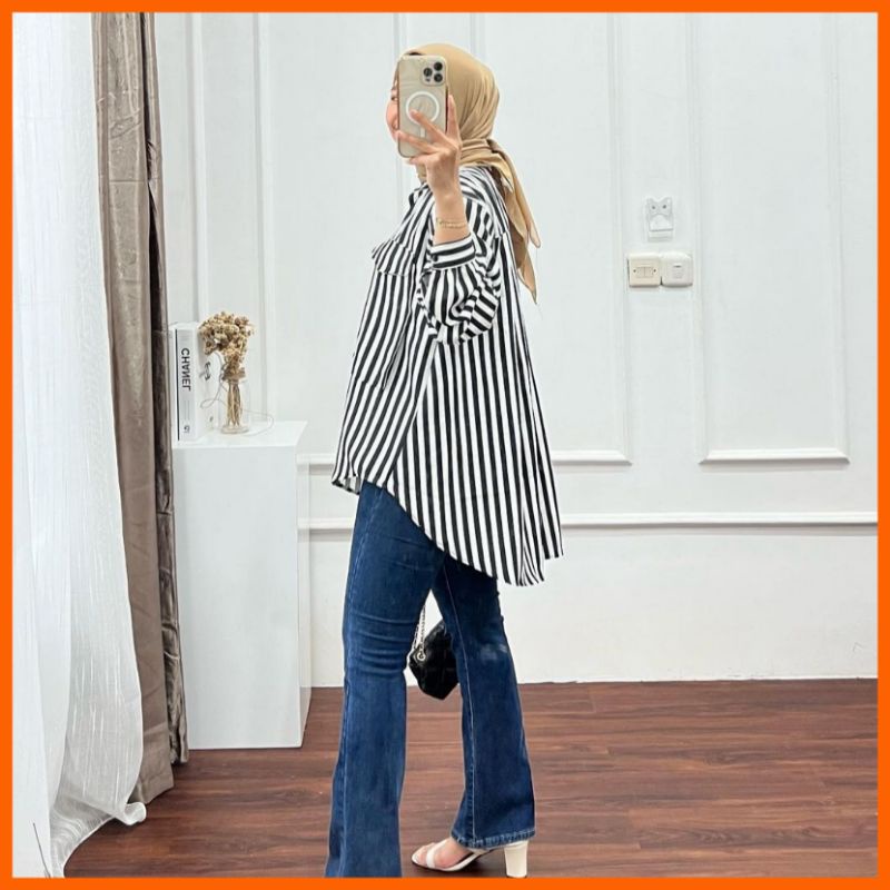 Kemeja Big Size Wanita Salur Rayon By Azka Collection