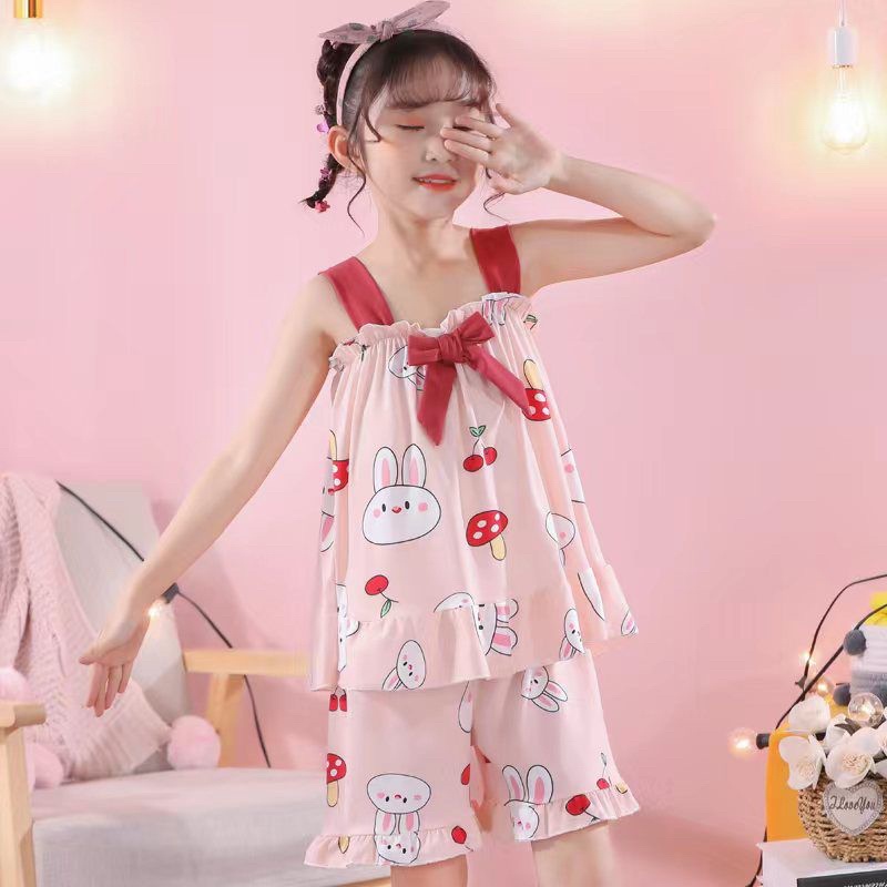 SETELAN PIYAMA IMPORT ANAK PEREMPUAN | DST006 | SET BAJU TIDUR ANAK CEWEK USIA 4-8 TAHUN | PAKAIAN TIDUR ANAK | DASTER TIDUR ANAK