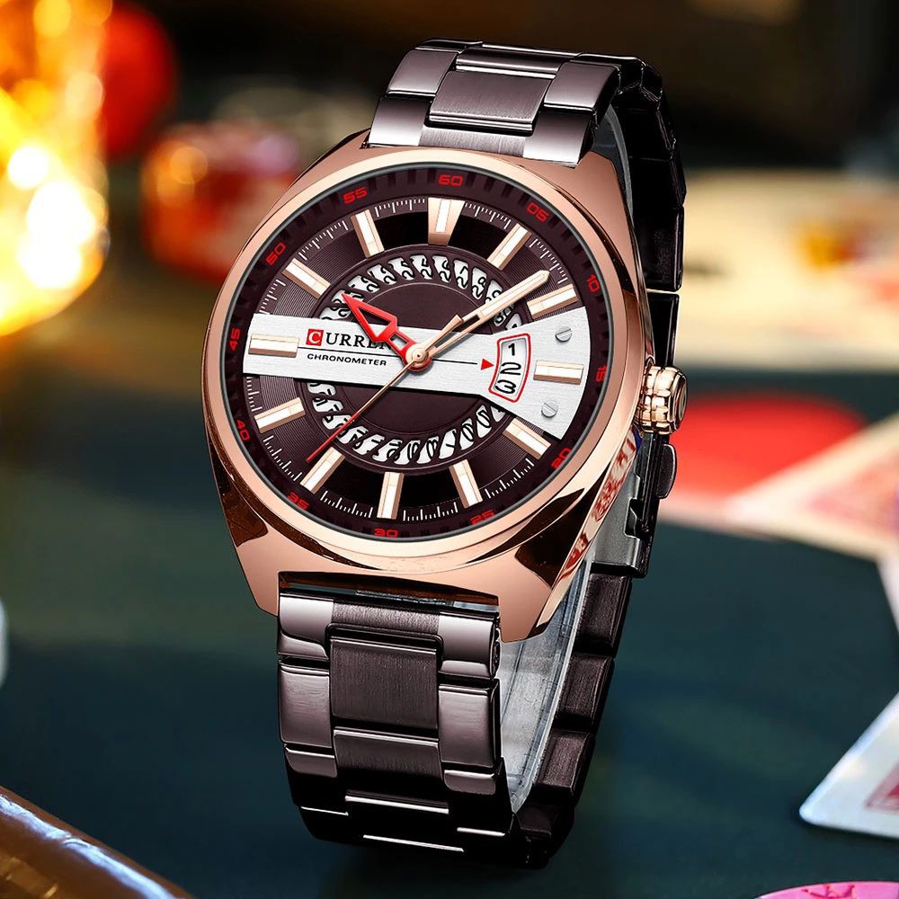 CURREN 8403 Jam Tangan Pria Analog Stainless Steel Chronograph Aktif Luminous Display WATCHKITE WKOS