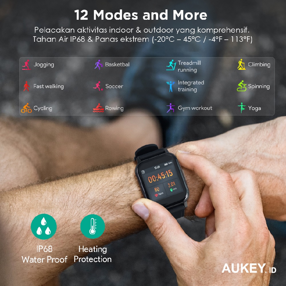 AUKEY LS02 - Smartwatch Fitness Tracker Waterproof Heart Rate Sensor