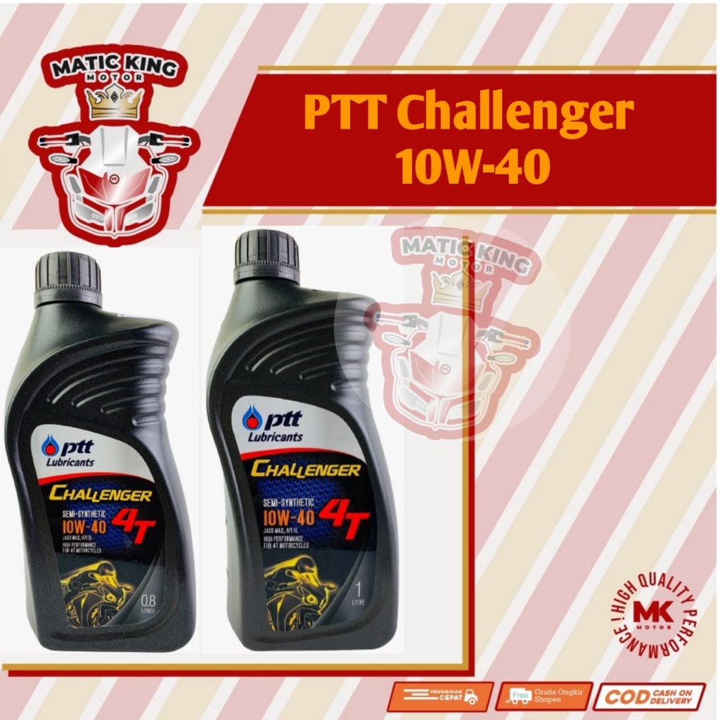 PTT Challenger 4T Oli Mesin Yamaha Mio Nmax Aerox Lexi Fino Free Go Gear Nouvo Xeon Soul GT  smile sporty karbu injeksi 110 115 125 155 800 1000 0,8 1 ml Liter