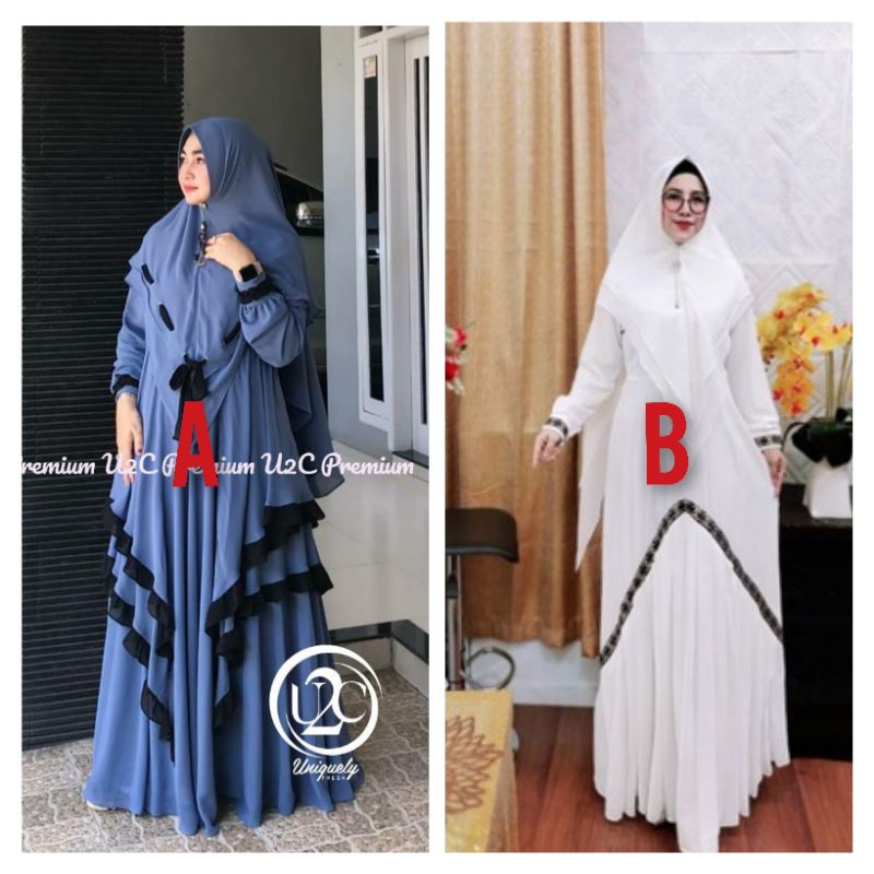 ready siap kirim Carlina syar'i/ Ayla syar'i by u2C /syar'i blue denim premium by U2C/syar'i polos/s