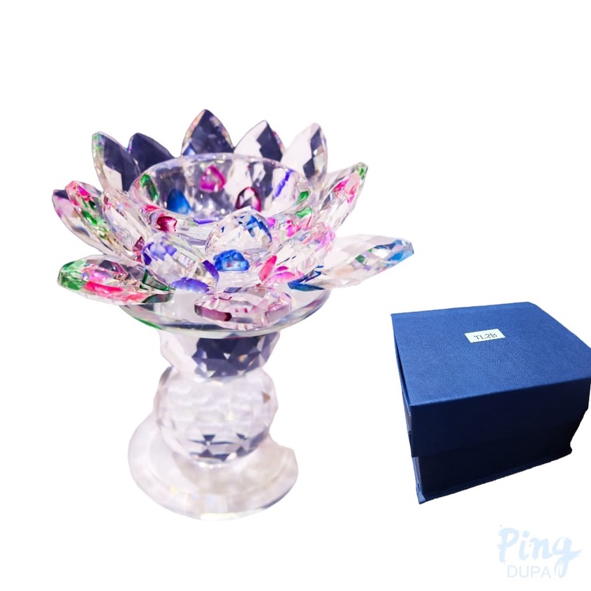 Tempat Lilin Blossom Lotus Teratai Mekar Tealight Kristal Kaca Cantik Elegan Berhadiah Lilin Kualitas Import