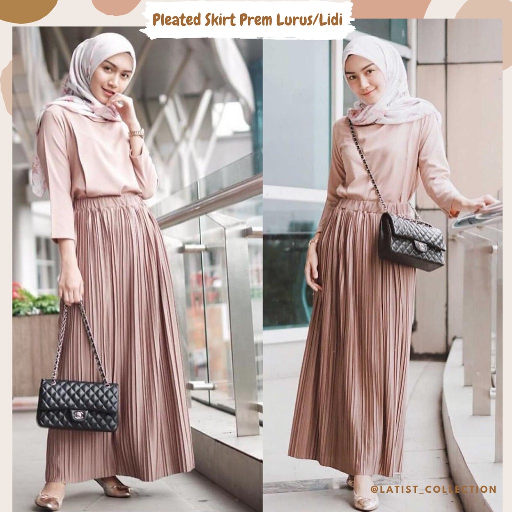 Pleated Skirt Premium Lurus/Lidi Import/Rok Plisket Semi A/Rok Plisket Korean Import/Rok Panjang