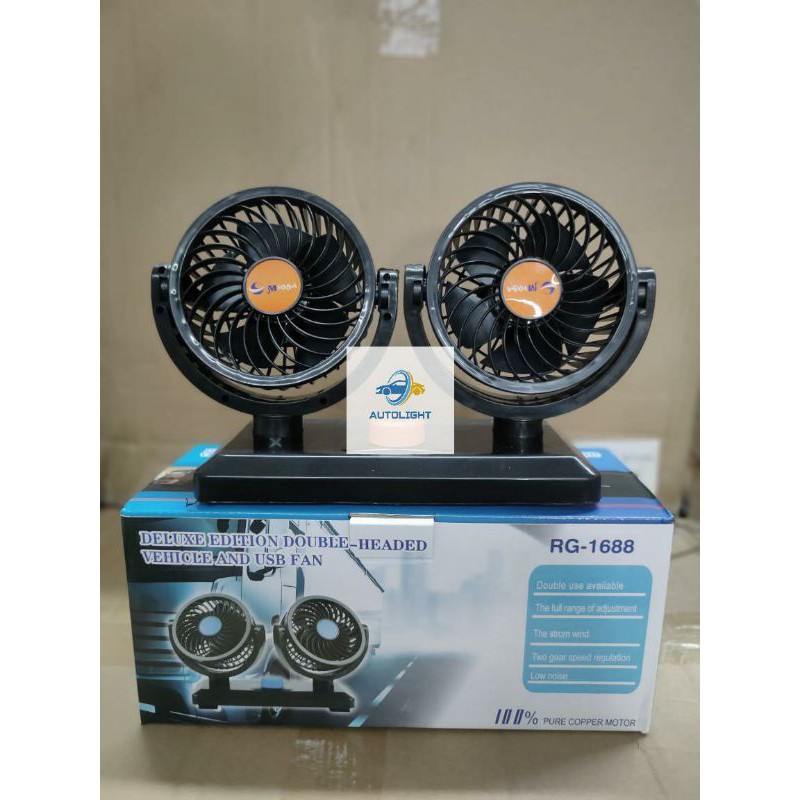 Kipas Angin Mobil 12V &amp; 24V Doublle Headed Fan Aksesoris Mobil Interior