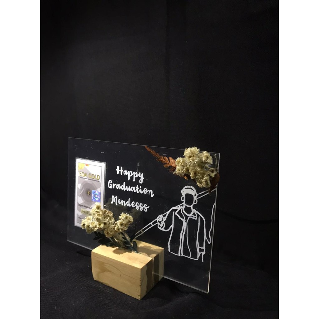 ACRYLIC CUSTOM A6 ART LINE WISUDA BIRTHDAY WEDDING LED HAMPPERS GRADUATION TERMURAH HAMPERS KADO GIF
