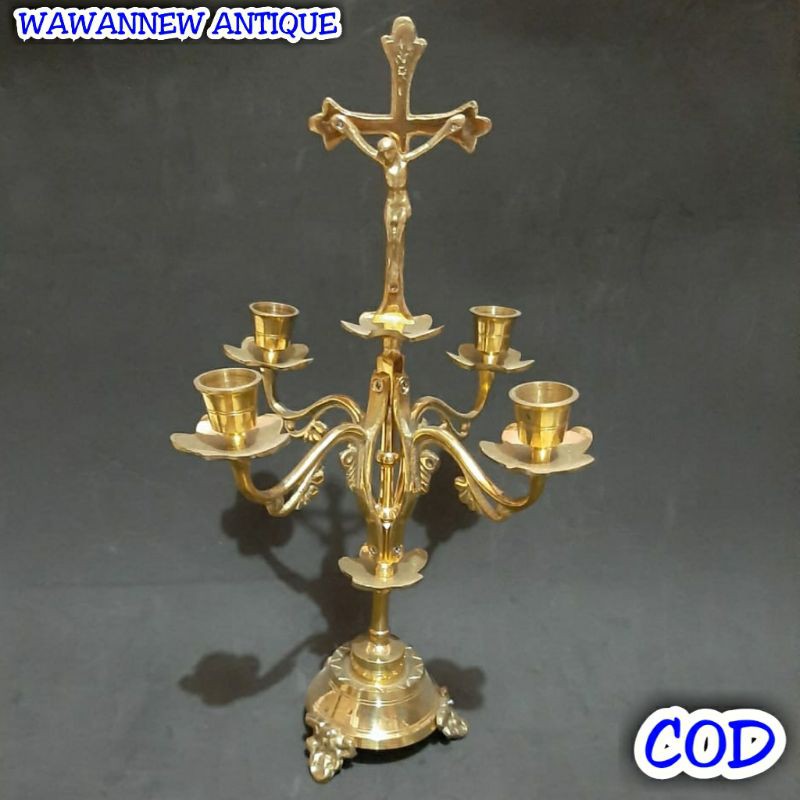 Tempat Lilin Salip Aromaterapi Kuningan Cabang 5 / Candle Holder