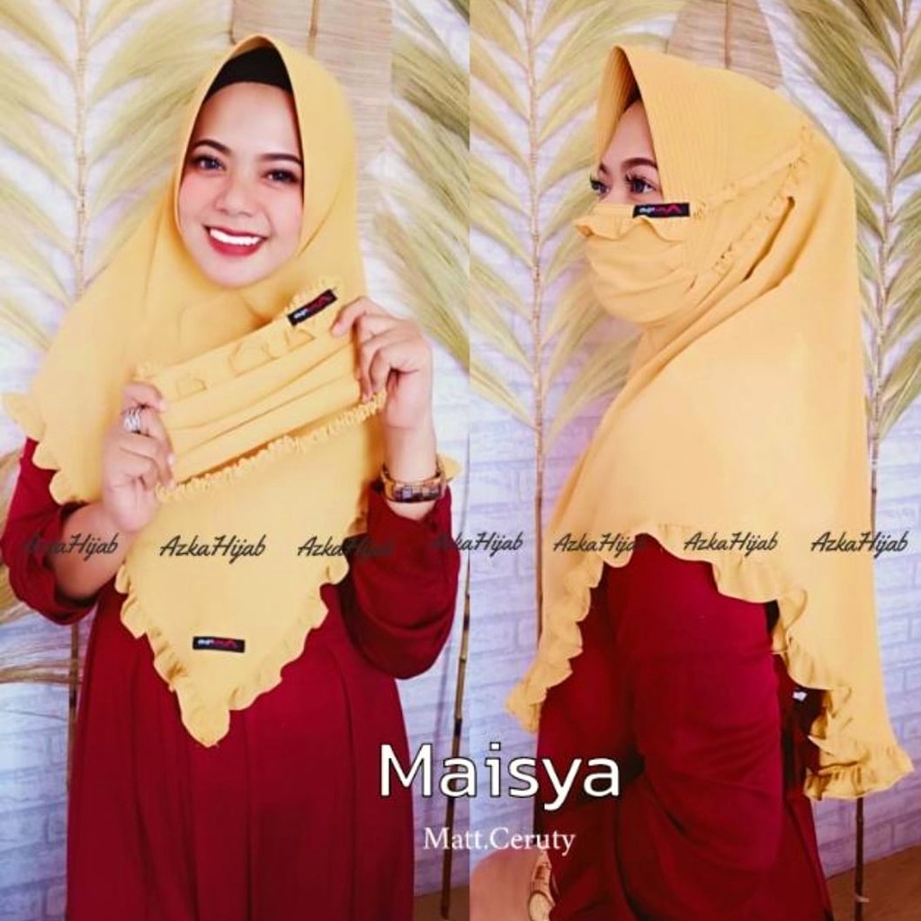 Khimar Ceruty 2 Layer  Set Masker