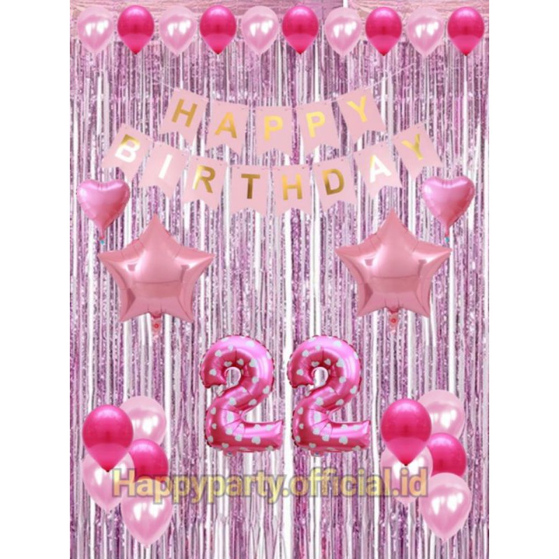 PAKET DEKORASI ULANG TAHUN/ HAPPY BIRTHDAY TEMA PINK