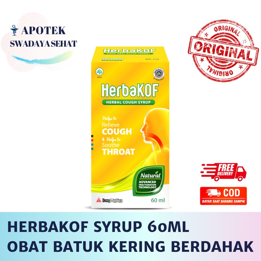 HERBAKOF SYRUP 100ML - Obat Batuk Kering Atau Berdahak Sirup 60ML Gatal Tenggorokan