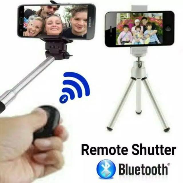 Tomsis Bluetooth Shutter Remote Control Bluetooth V3.0 Tombol Selfie Narsis Potret Foto Jarak Jauh