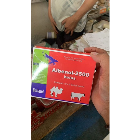 Albenol 2500 1 Bolus Obat Cacing Sapi Kuda Kerbau Babi Domba Kambing 1 dus