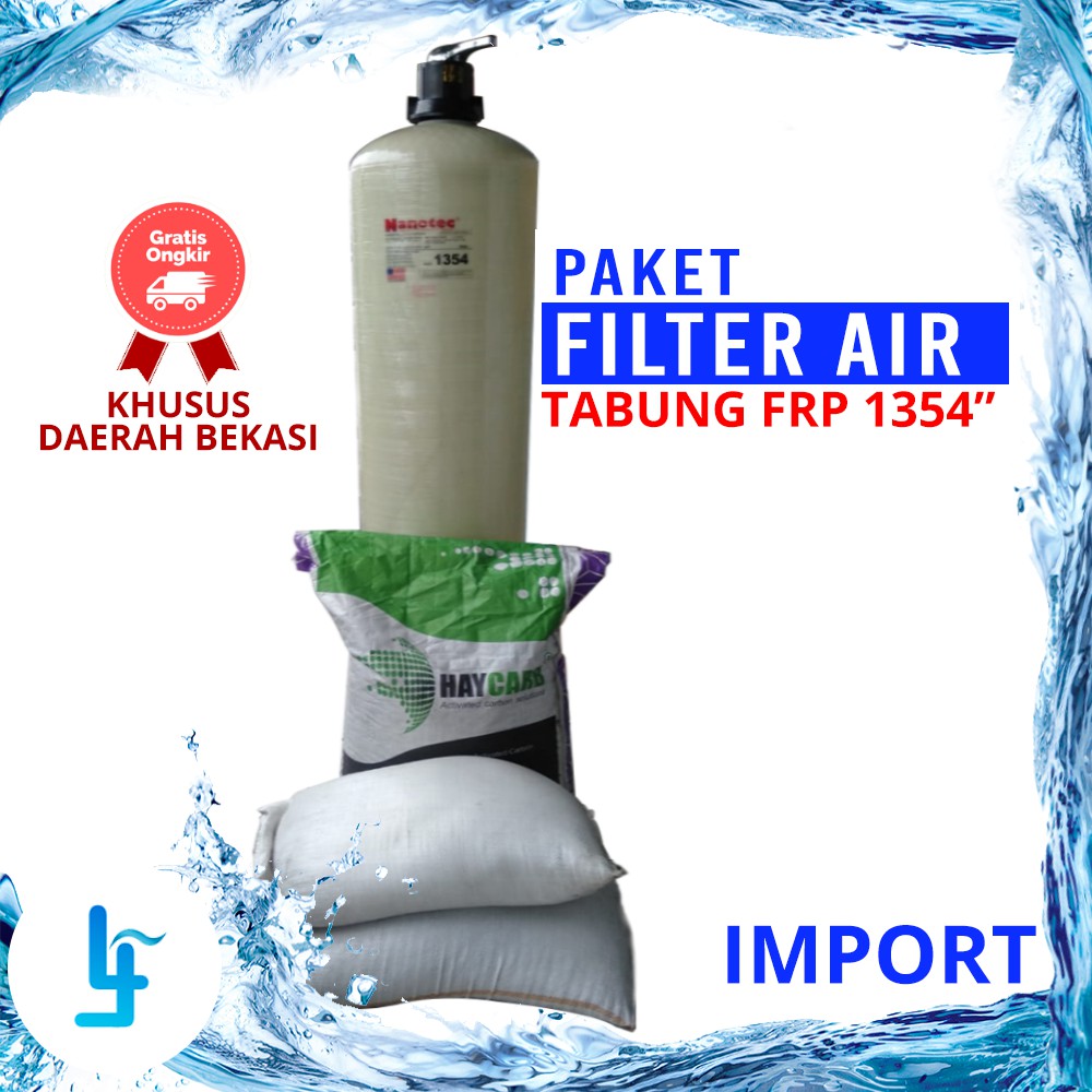 Paket Tabung Filter Air FRP 1354'' Plus Isi Media Import