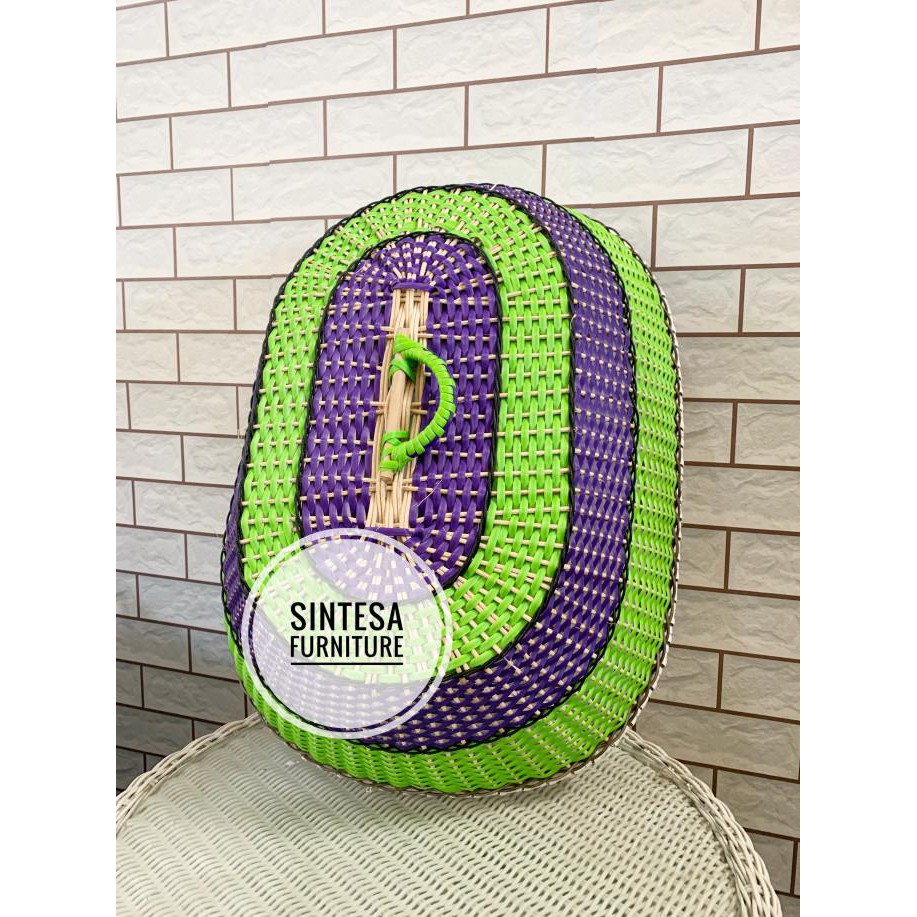 TUDUNG SAJI ROTAN SINTETIS/TUTUP NASI ROTAN SINTETIS - PUTIH MERAH