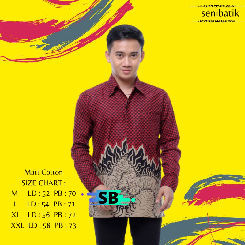 Harga Pabrik Batik Pria Lengan Panjang Batik Azmil Hrb026 Motif Keratonan Kode 002 Size M L Xl Xxl Reguler d0xp5kunrJ7q8