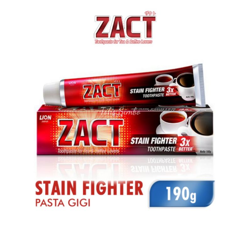 ZACT Pasta gigi 190 gr stain remover untuk menghilangkan noda bagi akibat kopi teh rokok