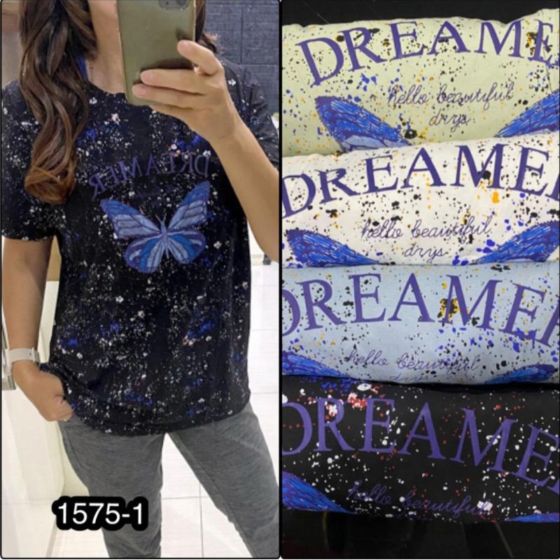 Atasan kaos strech impor DREAMER BUTTERFLY