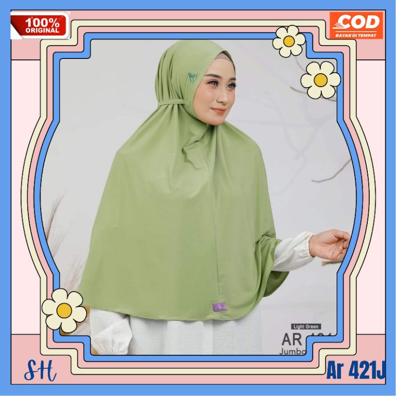Terbaru COD jilbab hijab bergo jersey instan tali belakang arrafi AR 421 jumbo syari umroh