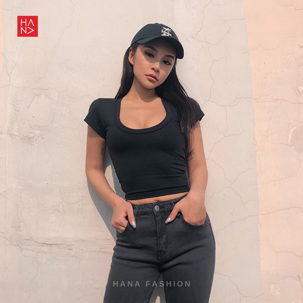 Hana Fashion - Tiana Square Neck Basic Shirt Wanita - CT260