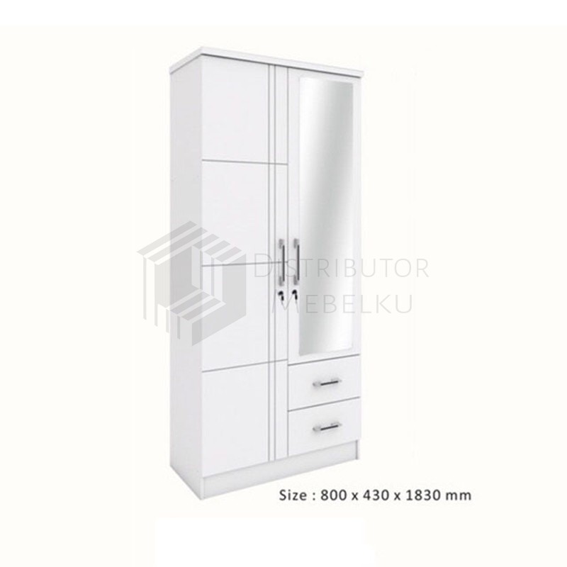Lemari Pakaian Lemari Minimalis Lemari putih Lemari Kayu Lemari Kaca Lemari Baju 2 Pintu BW006