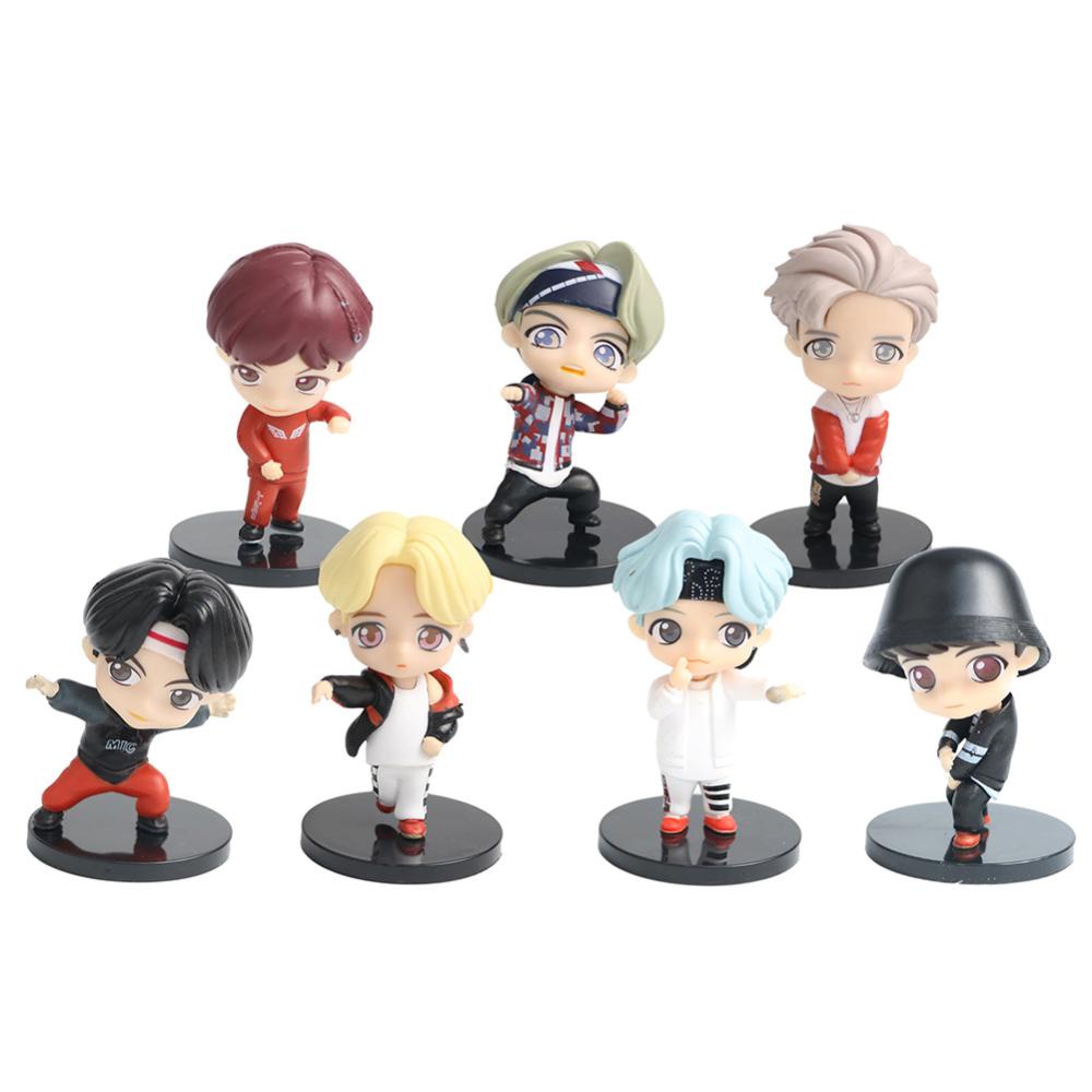 Timekey 7Pcs / Set Mainan Action Figure Mini Model Kpop BTS Bangtan Boys BT21 Q3R6 Untuk Koleksi