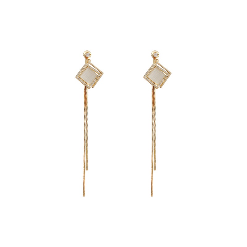 Shuling High Quality Long Earrings S925 silver needle Tassel Earrings Opal Earrings Female High Sense Ear Jewelry